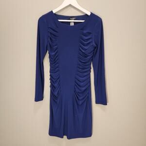 Bisou Bisou Dress Blue Cocktail Wedding Date Night Long Sleeve Bodycon - Size 8
